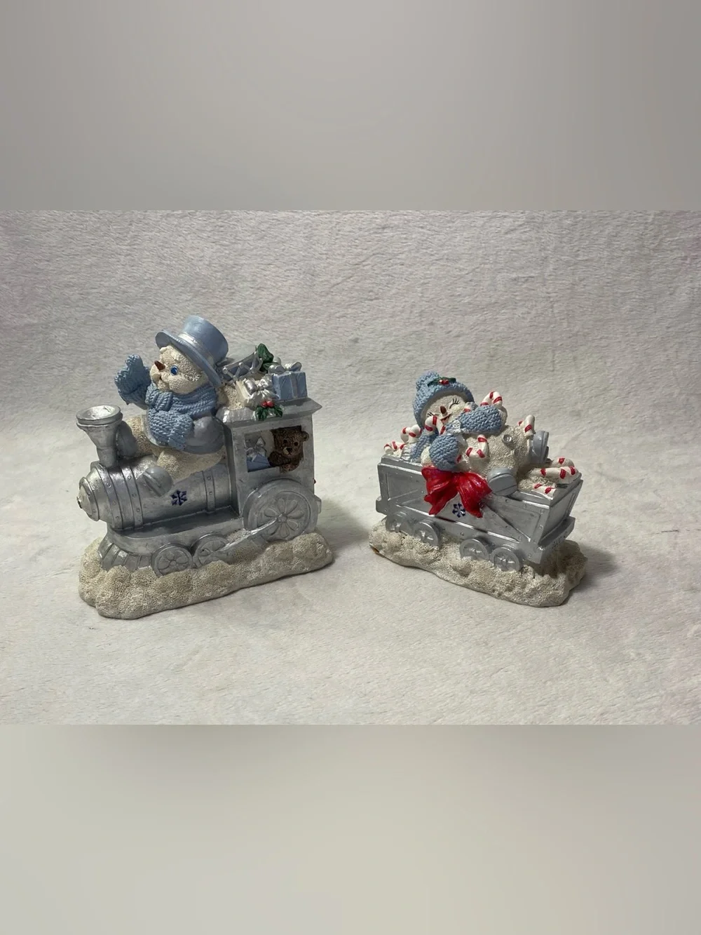 Vintage Encore Snow Buddies Set Of 2 Snowville Express Snowman Train Figurines